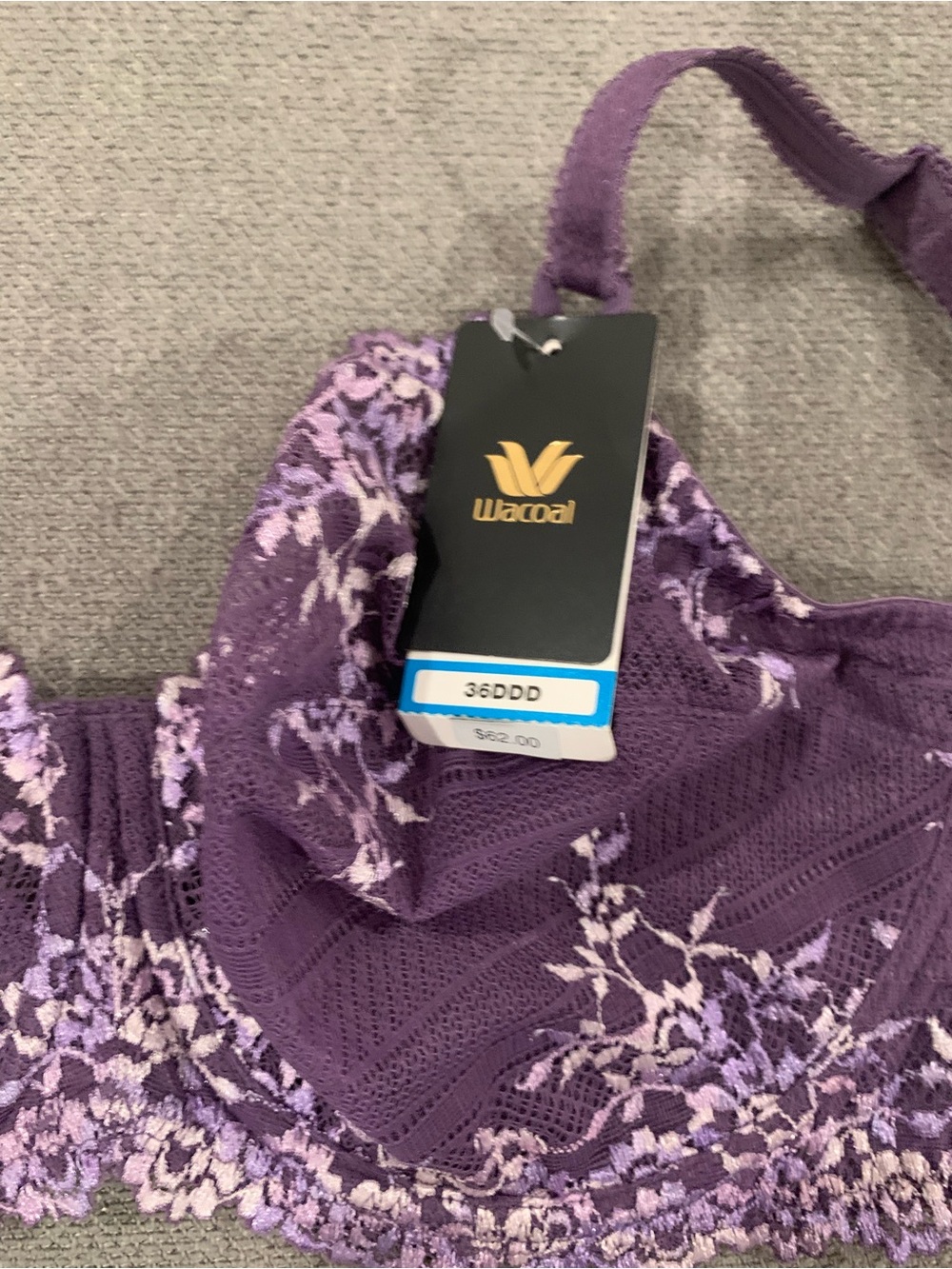NWT Wacoal Lavender Floral Lace Underwire Bra & Matching Briefs - Picture 5 of 7